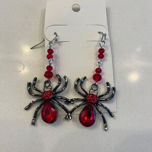 Red Spider Halloween Bejeweled earrings